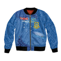 Tuvalu Heritage Bomber Jacket Map of the Islands and Polynesia Pattern LT03 Unisex Blue - Polynesian Pride