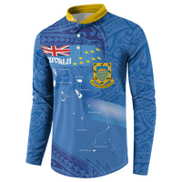 Tuvalu Heritage Button Sweatshirt Map of the Islands and Polynesia Pattern LT03 - Polynesian Pride