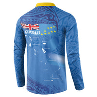 Tuvalu Heritage Button Sweatshirt Map of the Islands and Polynesia Pattern LT03 - Polynesian Pride