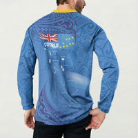 Tuvalu Heritage Button Sweatshirt Map of the Islands and Polynesia Pattern LT03 - Polynesian Pride