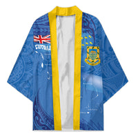 Tuvalu Heritage Kimono Map of the Islands and Polynesia Pattern LT03 Unisex Blue - Polynesian Pride