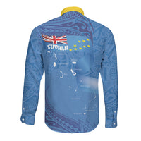 Tuvalu Heritage Long Sleeve Button Shirt Map of the Islands and Polynesia Pattern LT03 - Polynesian Pride