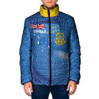 Tuvalu Heritage Padded Jacket Map of the Islands and Polynesia Pattern LT03 Men Blue - Polynesian Pride