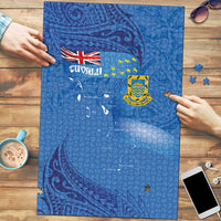 Tuvalu Heritage Puzzle Map of the Islands and Polynesia Pattern LT03 Blue - Polynesian Pride
