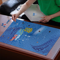 Tuvalu Heritage Puzzle Map of the Islands and Polynesia Pattern LT03 - Polynesian Pride