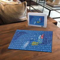Tuvalu Heritage Puzzle Map of the Islands and Polynesia Pattern LT03 - Polynesian Pride