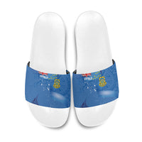 Tuvalu Heritage Slide Sandals Map of the Islands and Polynesia Pattern LT03 Blue - Polynesian Pride