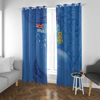 Tuvalu Heritage Window Curtain Map of the Islands and Polynesia Pattern LT03 With Grommets Blue - Polynesian Pride
