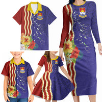 Kiribati Heritage Family Matching Long Sleeve Bodycon Dress and Hawaiian Shirt Map of the Islands and Polynesia Pattern LT03 - Polynesian Pride