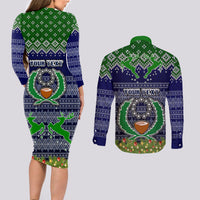 personalised-pohnpei-state-christmas-couples-matching-long-sleeve-bodycon-dress-and-long-sleeve-button-shirts-coat-of-arms-beautiful-merry-xmas-snowflake