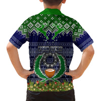 Personalised Pohnpei State Christmas Family Matching Long Sleeve Bodycon Dress and Hawaiian Shirt Coat of Arms Beautiful Merry Xmas Snowflake LT03 - Polynesian Pride