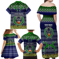 Personalised Pohnpei State Christmas Family Matching Off Shoulder Maxi Dress and Hawaiian Shirt Coat of Arms Beautiful Merry Xmas Snowflake LT03 - Polynesian Pride