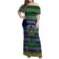 Personalised Pohnpei State Christmas Family Matching Off Shoulder Maxi Dress and Hawaiian Shirt Coat of Arms Beautiful Merry Xmas Snowflake LT03 Dad's Shirt - Long Sleeve Blue - Polynesian Pride