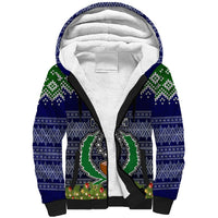 Personalised Pohnpei State Christmas Sherpa Hoodie Coat of Arms Beautiful Merry Xmas Snowflake LT03 Unisex Blue - Polynesian Pride