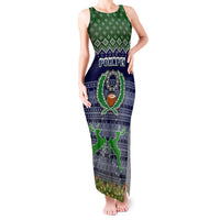 Personalised Pohnpei State Christmas Tank Maxi Dress Coat of Arms Beautiful Merry Xmas Snowflake LT03 Women Blue - Polynesian Pride