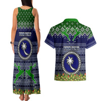 Personalised Chuuk State Christmas Couples Matching Tank Maxi Dress and Hawaiian Shirt Coat of Arms Beautiful Merry Xmas Snowflake LT03 - Polynesian Pride