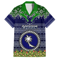 Personalised Chuuk State Christmas Hawaiian Shirt Coat of Arms Beautiful Merry Xmas Snowflake LT03 Blue - Polynesian Pride