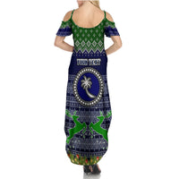 Personalised Chuuk State Christmas Summer Maxi Dress Coat of Arms Beautiful Merry Xmas Snowflake LT03 - Polynesian Pride