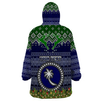 Personalised Chuuk State Christmas Wearable Blanket Hoodie Coat of Arms Beautiful Merry Xmas Snowflake LT03 - Polynesian Pride