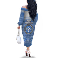 Kosrae Christmas Family Matching Off Shoulder Long Sleeve Dress and Hawaiian Shirt Coat of Arms Beautiful Merry Xmas Snowflake LT03 - Polynesian Pride