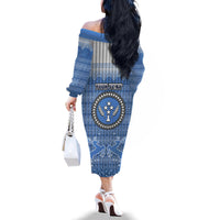 Personalised Kosrae Christmas Family Matching Off Shoulder Long Sleeve Dress and Hawaiian Shirt Coat of Arms Beautiful Merry Xmas Snowflake LT03 - Polynesian Pride