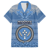 Personalised Kosrae Christmas Family Matching Short Sleeve Bodycon Dress and Hawaiian Shirt Coat of Arms Beautiful Merry Xmas Snowflake LT03 Dad's Shirt - Short Sleeve Blue - Polynesian Pride