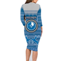 Personalised Yap Christmas Family Matching Long Sleeve Bodycon Dress and Hawaiian Shirt Coat of Arms Beautiful Merry Xmas Snowflake LT03 - Polynesian Pride