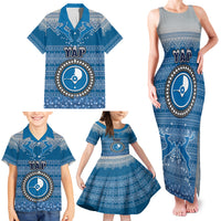 Personalised Yap Christmas Family Matching Tank Maxi Dress and Hawaiian Shirt Coat of Arms Beautiful Merry Xmas Snowflake LT03 - Polynesian Pride