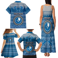 Personalised Yap Christmas Family Matching Tank Maxi Dress and Hawaiian Shirt Coat of Arms Beautiful Merry Xmas Snowflake LT03 - Polynesian Pride