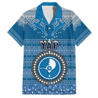 Personalised Yap Christmas Hawaiian Shirt Coat of Arms Beautiful Merry Xmas Snowflake LT03 Blue - Polynesian Pride