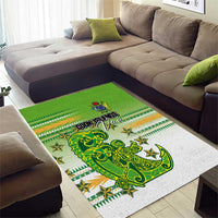 Cook Islands Va'a Race Area Rug Te Tatau Tattoos Sporty Style Green-White Color LT03 - Polynesian Pride