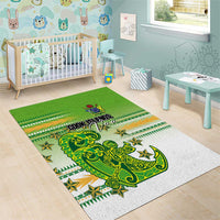 Cook Islands Va'a Race Area Rug Te Tatau Tattoos Sporty Style Green-White Color LT03 - Polynesian Pride