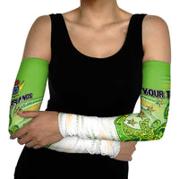 Personalised Cook Islands Va'a Race Arm Sleeves Te Tatau Tattoos Sporty Style Green-White Color LT03 - Polynesian Pride