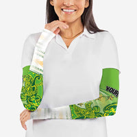 Personalised Cook Islands Va'a Race Arm Sleeves Te Tatau Tattoos Sporty Style Green-White Color LT03 - Polynesian Pride