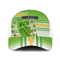 Cook Islands Va'a Race Baseball Net Cap Te Tatau Tattoos Sporty Style Green-White Color - Polynesian Pride