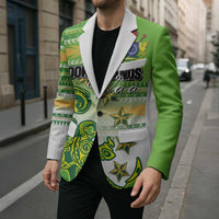 Personalised Cook Islands Va'a Race Blazer Te Tatau Tattoos Sporty Style Green-White Color LT03 - Polynesian Pride
