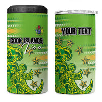 Personalised Cook Islands Va'a Race 4 in 1 Can Cooler Tumbler Te Tatau Tattoos Sporty Style Green-White Color LT03 One Size: 16 oz Green - Polynesian Pride