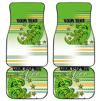 Personalised Cook Islands Va'a Race Car Mats Te Tatau Tattoos Sporty Style Green-White Color LT03 - Polynesian Pride