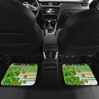 Personalised Cook Islands Va'a Race Car Mats Te Tatau Tattoos Sporty Style Green-White Color LT03 Set 2pcs - Back Green - Polynesian Pride