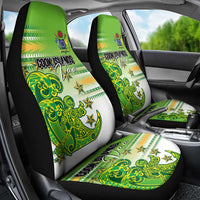 Cook Islands Va'a Race Car Seat Cover Te Tatau Tattoos Sporty Style Green-White Color LT03 - Polynesian Pride