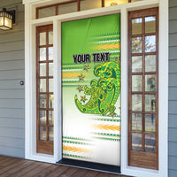 Personalised Cook Islands Va'a Race Door Cover Te Tatau Tattoos Sporty Style Green-White Color LT03 - Polynesian Pride