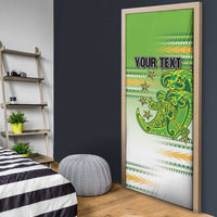 Personalised Cook Islands Va'a Race Door Cover Te Tatau Tattoos Sporty Style Green-White Color LT03 - Polynesian Pride