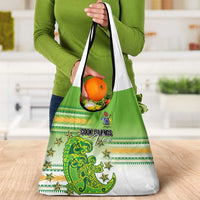 Cook Islands Va'a Race Grocery Bag Te Tatau Tattoos Sporty Style Green-White Color LT03 - Polynesian Pride