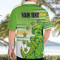 Personalised Cook Islands Va'a Race Hawaiian Shirt Te Tatau Tattoos Sporty Style Green-White Color LT03 - Polynesian Pride