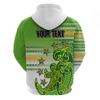 Personalised Cook Islands Va'a Race Hoodie Te Tatau Tattoos Sporty Style Green-White Color LT03 - Polynesian Pride