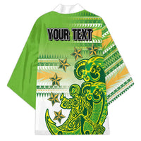 Personalised Cook Islands Va'a Race Kimono Te Tatau Tattoos Sporty Style Green-White Color LT03 - Polynesian Pride