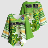 Personalised Cook Islands Va'a Race Kimono Sleeve Blouse Te Tatau Tattoos Sporty Style Green-White Color LT03 - Polynesian Pride
