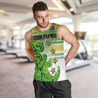 Personalised Cook Islands Va'a Race Men Tank Top Te Tatau Tattoos Sporty Style Green-White Color LT03 Green - Polynesian Pride