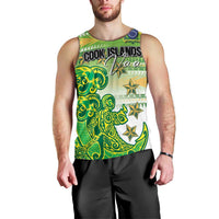 Personalised Cook Islands Va'a Race Men Tank Top Te Tatau Tattoos Sporty Style Green-White Color LT03 - Polynesian Pride