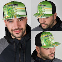 Cook Islands Va'a Race Mesh Trucker Cap Te Tatau Tattoos Sporty Style Green-White Color - Polynesian Pride